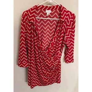 Motherhood Maternity Red Zig Zag Shirt, Size Extra Large, Size XL